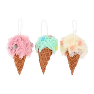 Bath Brush 3pcs Bath Shower Sponge Balls Ice Cream Shape Bathing Sponge Cleaning Shower Scrubber Body Scrubber Exfoliating Bath Sponges Bath Brush Set(Set A)