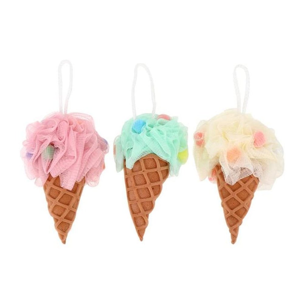 Bath Brush 3pcs Bath Shower Sponge Balls Ice Cream Shape Bathing Sponge Cleaning Shower Scrubber Body Scrubber Exfoliating Bath Sponges Bath Brush Set(Set A)