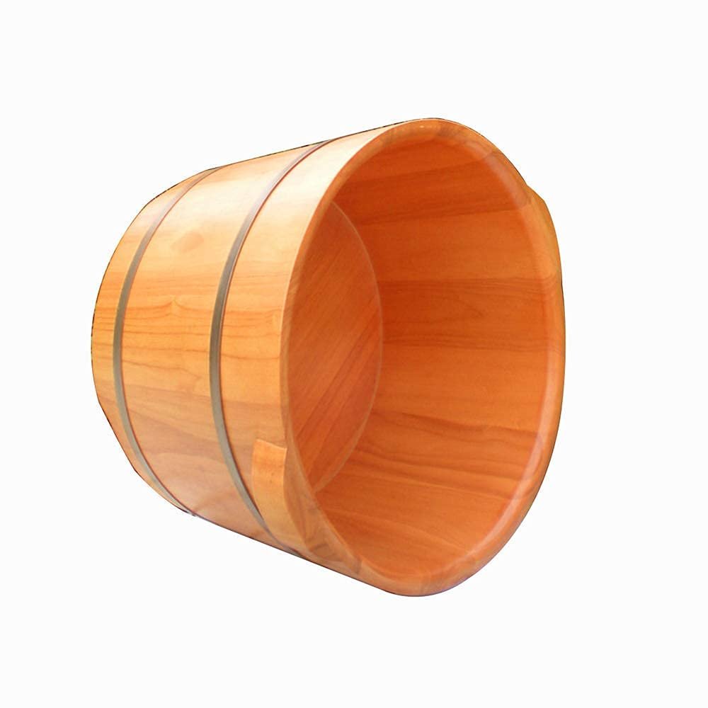 UHRLGHS Wooden Footbath Bucket,Foot gershousehold Over-The-Leg Foot Bath Bucket, Oak Thickened Thermal Foot Bath, Portable Double Ear Tub Foot Spa Bucket, Spa
