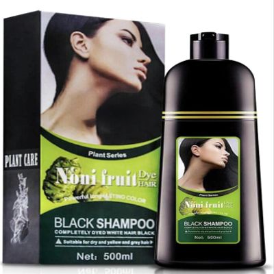 ABBASI & CO NONI Black Hair Dye Shampoo Instant Color with 100% Gray Coverage for Men & Women Natural Herbal Formula Easy To Use Champ para Cana (500ml)