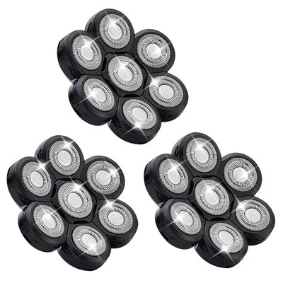 7 Head Shaver Replacement Razor Heads for Many Brands Bald Men's Electric Foil Shaver Replacement,Universal Shaver Replacement Blades for Electric Razor for Men Bald and Face (Black 7 Head/3PCS)