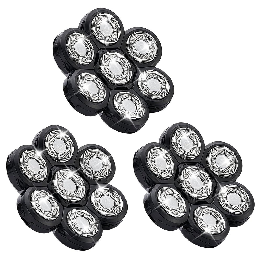 7 Head Shaver Replacement Razor Heads for Many Brands Bald Men's Electric Foil Shaver Replacement,Universal Shaver Replacement Blades for Electric Razor for Men Bald and Face (Black 7 Head/3PCS)
