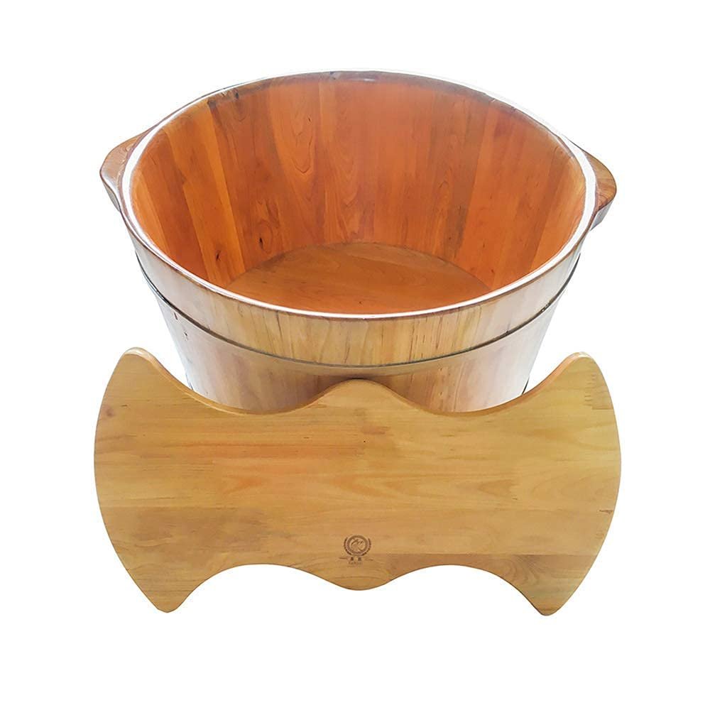 Wooden Footbath Bucket,Beauty Salon Cedar Wood Foot Bucket, Thickened and Widened Foot Bath Bowl for 2 Persons, Portable Foot Bath Bowl with Lid, Solid Wood Natural Foot