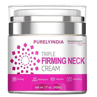 Purelyindia Anti-Aging Neck Cream | Retinol, Collagen & Peptides Triple Firming Moisturizer for Neck, Chin & Dcollet | Lifting & Tightening Cream, 1.7 oz