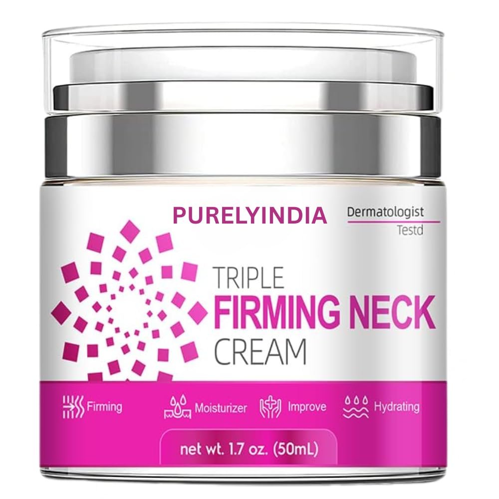 Purelyindia Anti-Aging Neck Cream | Retinol, Collagen & Peptides Triple Firming Moisturizer for Neck, Chin & Dcollet | Lifting & Tightening Cream, 1.7 oz