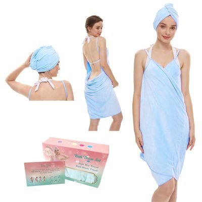 1Set Microfiber Bath Caps And Wearable Camisole Towel Set For Quick Drying And Comfort