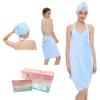 1Set Microfiber Bath Caps And Wearable Camisole Towel Set For Quick Drying And Comfort view 1
