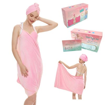1Set Microfiber Bath Caps And Wearable Camisole Towel Set For Quick Drying And Comfort