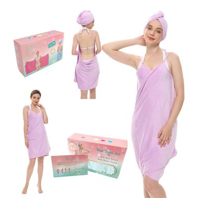 1Set Microfiber Bath Caps And Wearable Camisole Towel Set For Quick Drying And Comfort