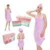 1Set Microfiber Bath Caps And Wearable Camisole Towel Set For Quick Drying And Comfort view 3