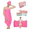 1Set Microfiber Bath Caps And Wearable Camisole Towel Set For Quick Drying And Comfort view 1