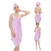 1Set Microfiber Bath Caps And Wearable Camisole Towel Set For Quick Drying And Comfort view 3