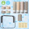 16Pack Travel Bottles for Toiletries, TSA Approved Travel Size Toiletries Containers Set, Silicone Leak Proof Refillable Bottles Elastic Sleeves Creams Jars Accessories Kit W/Clear Bag (Cream) view 2