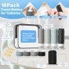 16Pack Travel Bottles for Toiletries, TSA Approved Travel Size Toiletries Containers Set, Silicone Leak Proof Refillable Bottles Elastic Sleeves Creams Jars Accessories Kit W/Clear Bag (Gray) view 3