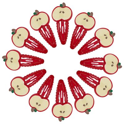 20 Pcs Red Apple Slice Snap Hair Clips - Apple Slice Hair Barrettes, Fruit Snap Hair Clips, Apple Hair Pins, Stylish Hair Accessories for Girls & Women