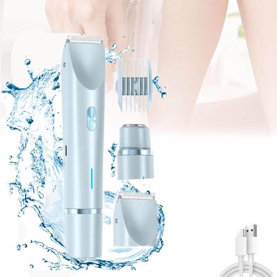 Arliven Electric Bikini Trimmer, Bald Cat Razor for Women, Comfort 2 in 1 Electric Lady Shaver, Dual Head Shaver Women, USB Rechargeable Dual Head Electric Shaver (Blue)
