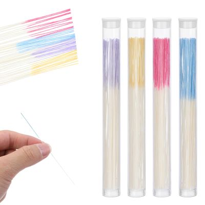 Oruola 240pcs Ear Piercing Cleaner Floss, 3.8In Earring Hole Cleaner Floss, Disposable Piercing Hole Cleaner for Women Men,4 Colors Piercing Cleaner Floss with Storage Tube,Blue Purple Rose Red Yellow