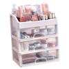 3 Tiered Drawer Cosmetic Storage Box, Transparent Plastic Makeup Organizer Spacious Storage for Stationery Jewelry Clear Makeup Display Cases view 4