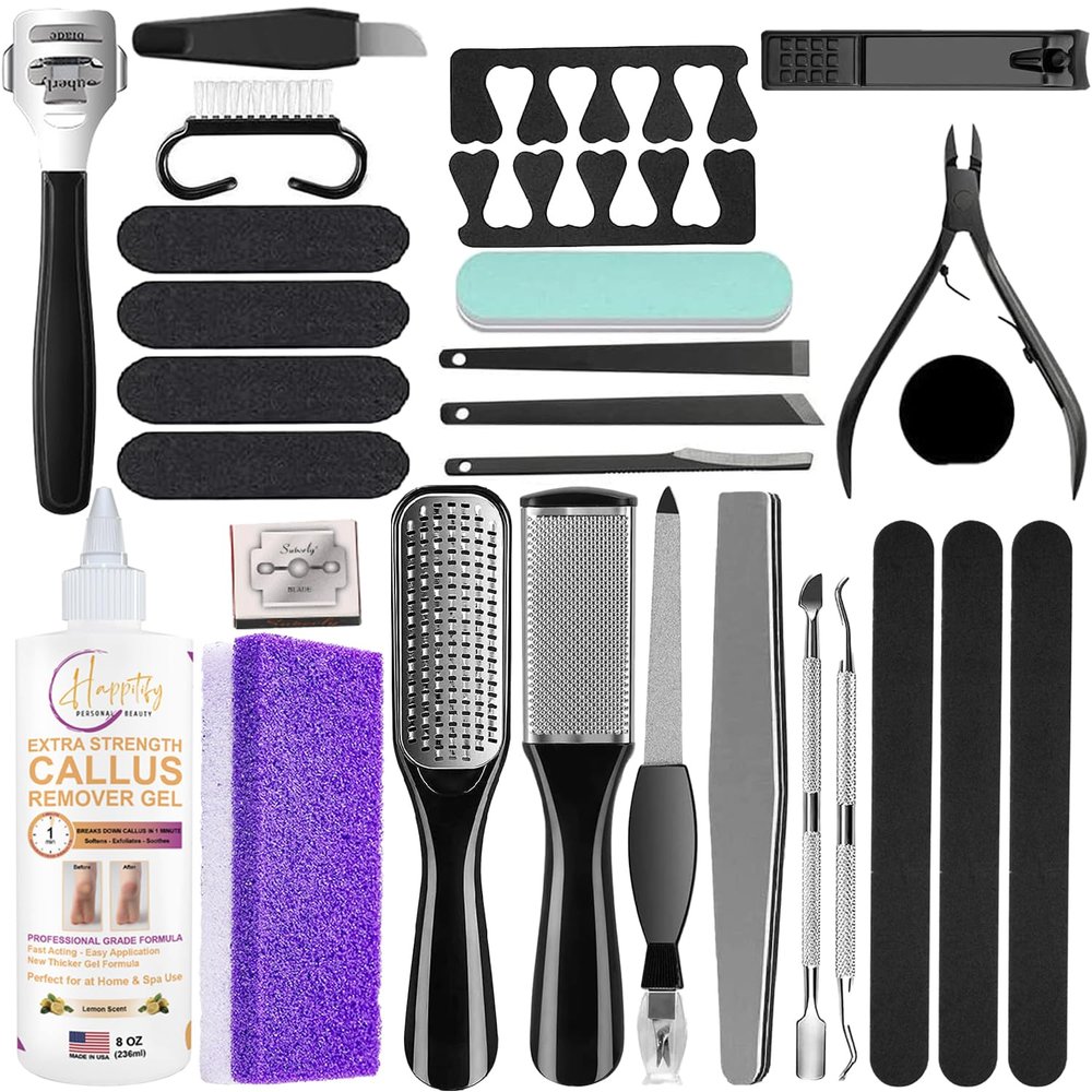Ultimate 36-in-1 Professional Pedicure Set  Extra Strength Callus Remover Gel, Double-Sided Foot Scraper, Pumice Stone, Foot Rasp, and Complete Foot Care Tools for Soft, Smooth Feet. (8oz)