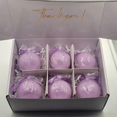 6 Luxury Bath Bomb Fizzies for Men and Women, XL 5 oz, US Made with Shea Butter, Vegan, Organic, Relaxing, Ultra Moisturizing, Great for Dry Skin, Giftable Box (French Lavender & Honey)