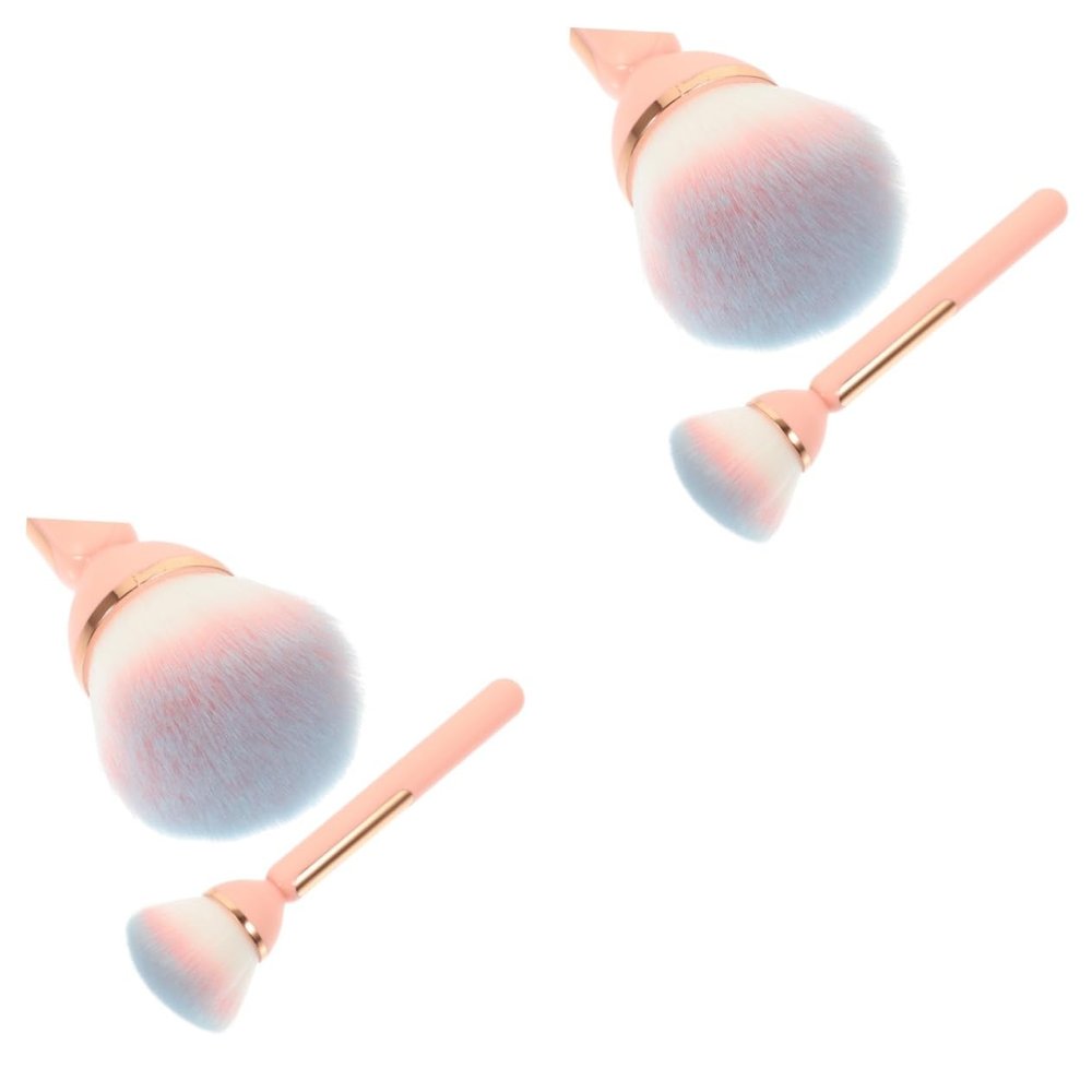 BELLIFFY 2pcs Cosmetic Powder Brush Ergonomic Handle for Loose Powder and Blush Application Convenient Makeup Tool for Daily Use for Nail Dust Removal and Makeup