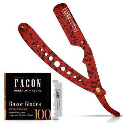 Facn Straight Razors for Men - Professional Barber Straight Edge Razor Kit with 100 Blades, Classic Stainless Steel Barbero Shaver for a Smooth & Precise Shave, Premium Barber Razor for Men's Shaving