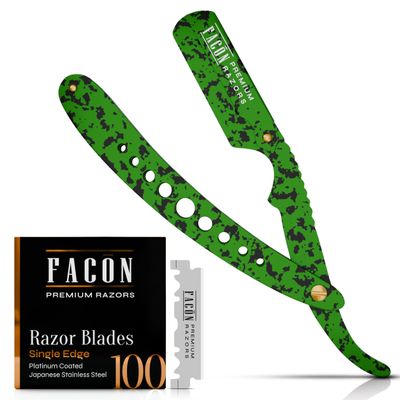 Facn Straight Razors for Men - Professional Barber Straight Edge Razor Kit with 100 Blades, Classic Stainless Steel Barbero Shaver for a Smooth & Precise Shave, Premium Barber Razor for Men's Shaving