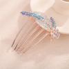 Aimimier Bridal Crystal Hair Comb for Women Leaf Hair Side Comb Rhinestone Inlaid Long Teeth Hair Piece Prom Wedding Hair Accessories (Blue) view 3