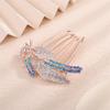 Aimimier Bridal Crystal Hair Comb for Women Leaf Hair Side Comb Rhinestone Inlaid Long Teeth Hair Piece Prom Wedding Hair Accessories (Blue) view 4