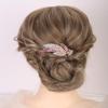 Aimimier Bridal Crystal Hair Comb for Women Leaf Hair Side Comb Rhinestone Inlaid Long Teeth Hair Piece Prom Wedding Hair Accessories (Purple) view 2