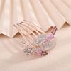 Aimimier Bridal Crystal Hair Comb for Women Leaf Hair Side Comb Rhinestone Inlaid Long Teeth Hair Piece Prom Wedding Hair Accessories (Purple) view 4