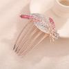Aimimier Bridal Crystal Hair Comb for Women Leaf Hair Side Comb Rhinestone Inlaid Long Teeth Hair Piece Prom Wedding Hair Accessories (Pink) view 1