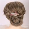 Aimimier Bridal Crystal Hair Comb for Women Leaf Hair Side Comb Rhinestone Inlaid Long Teeth Hair Piece Prom Wedding Hair Accessories (Pink) view 2