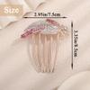 Aimimier Bridal Crystal Hair Comb for Women Leaf Hair Side Comb Rhinestone Inlaid Long Teeth Hair Piece Prom Wedding Hair Accessories (Pink) view 3