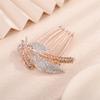 Aimimier Bridal Crystal Hair Comb for Women Leaf Hair Side Comb Rhinestone Inlaid Long Teeth Hair Piece Prom Wedding Hair Accessories (Champagne) view 3