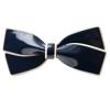 3.44 inch Elegant Bow Hair Clip for Women,Spring Clips for Ponytails White with Black Trim, Pre-tied Design (dark blue) view 1