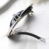 3.44 inch Elegant Bow Hair Clip for Women,Spring Clips for Ponytails White with Black Trim, Pre-tied Design (dark blue) view 2