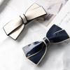 3.44 inch Elegant Bow Hair Clip for Women,Spring Clips for Ponytails White with Black Trim, Pre-tied Design (dark blue) view 4