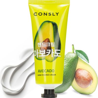 CONSLY Hand Essence Cream | Lightweight Nourishing Moisturizer for Dry Hands | Softens, Smooths & Restores Skin | Korean Skincare | 100 ml / 3.38 fl oz (Avocado)