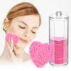 120 Pcs Compressed Facial Sponges with Container, Disposable Natural Face Sponges Round Soft Pads with Container for Washing Face Cleansing Exfoliating Esthetician Makeup Removal Travel (Heart, Pink) view 1