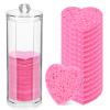 120 Pcs Compressed Facial Sponges with Container, Disposable Natural Face Sponges Round Soft Pads with Container for Washing Face Cleansing Exfoliating Esthetician Makeup Removal Travel (Heart, Pink) view 2