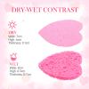 120 Pcs Compressed Facial Sponges with Container, Disposable Natural Face Sponges Round Soft Pads with Container for Washing Face Cleansing Exfoliating Esthetician Makeup Removal Travel (Heart, Pink) view 3