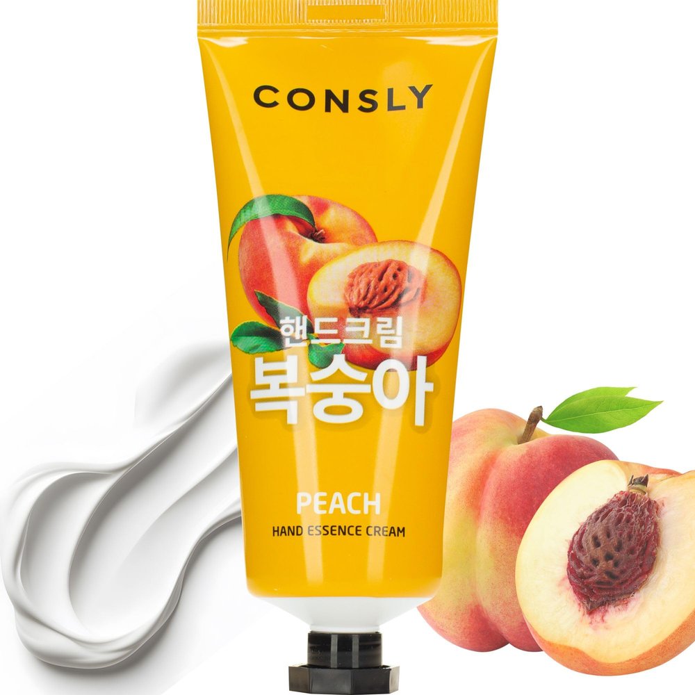 CONSLY Hand Essence Cream | Lightweight Nourishing Moisturizer for Dry Hands | Softens, Smooths & Restores Skin | Korean Skincare | 100 ml / 3.38 fl oz (Peach)