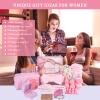 40PCS Trendy Stuff Gifts Set for Teen Girls -Makeup Brushes Set + Blending Sponges + Silk Heatless Curling Set + Jewelry Set & Skincare Headbands | Birthday Gift for Daughter, Niece, Her (Pink) view 3