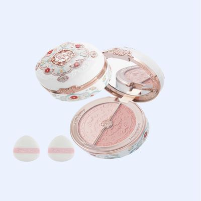 Flower Knows Butterfly Cloud Collar Rouge Box Highlighting & Blush Duo Powder+Puffs Set,Matte Finish,Buildable & Blendable Makeup Blush for cheeks,Soft & Long-lasting for Girls & Women(01 Rouge Snow)