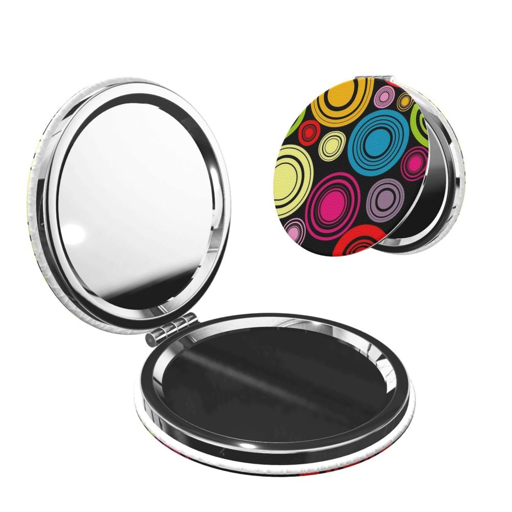 ZALAAUO Portable Travel Double-Sided Mirror Makeup Artist Hand Mirror Essential for Men and Women Coloured Circles