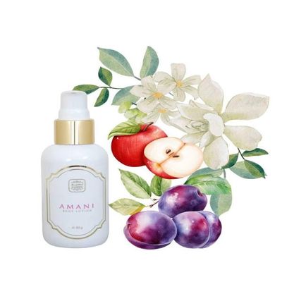 Amani Body Lotion  Moisturizing & Nourishing | Plum, Apple, Jasmine, Sandalwood, Vanilla, Amber | Long-Lasting Hydration  80g
