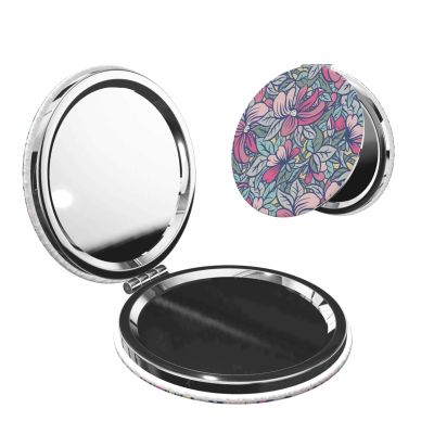 ZALAAUO Portable Travel Double-Sided Mirror Makeup Artist Hand Mirror Essential for Men and Women Colourful Flowers