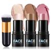 3Pcs Cream Contour Stick Makeup Kit with Makeup Brush,Shades with Highlighter,Brush Stick,Cream Bronzer for Sculpt the Cheeks,Long-lasting Waterproof Lightweight Contour Set view 1