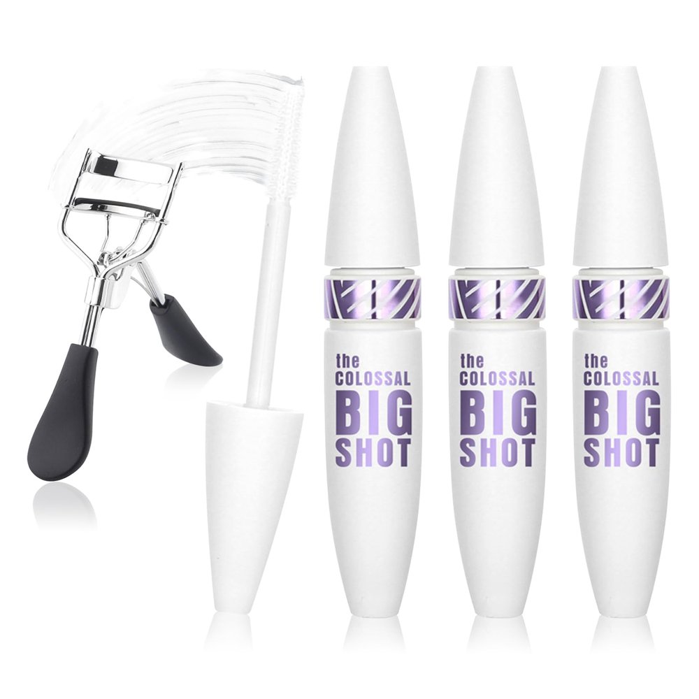 3PCS White Telescopic Mascara Volume and Length,Waterproofing No Clumping,No Smudging Curly White Mascara with Eyelash Curler